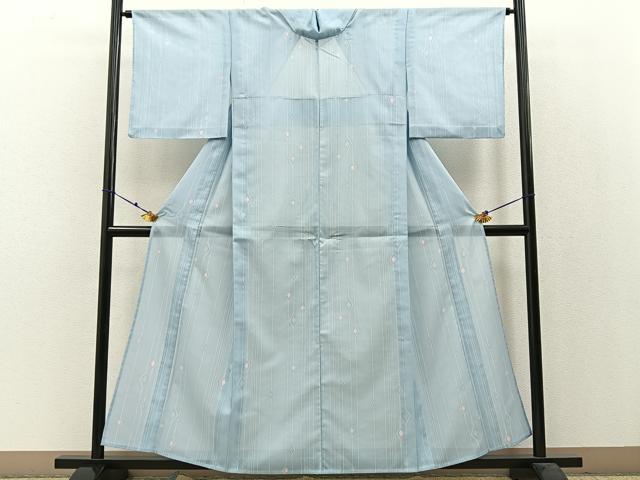 平和屋着物*夏物 小紋 絽 菱文様 洗える着物 BAAW0960hj
