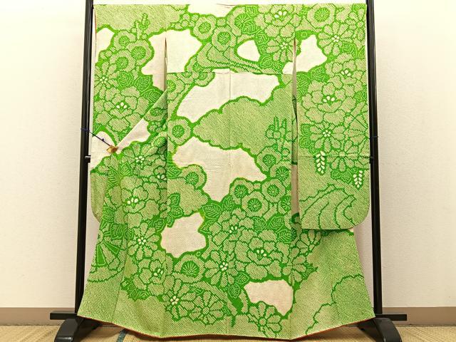 平和屋着物●豪華振袖 総絞り 花車文 正絹 逸品 BAAW0962hj