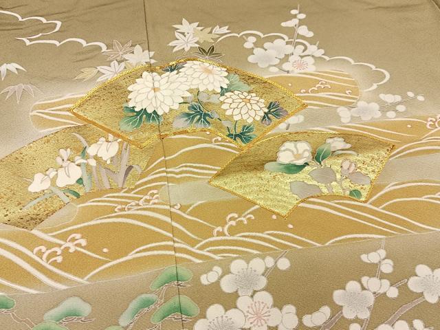 平和屋着物●豪華色留袖 駒刺繍 松竹梅 地紙立波花文 暈し染め 金彩 正絹 逸品 BAAW0969hj