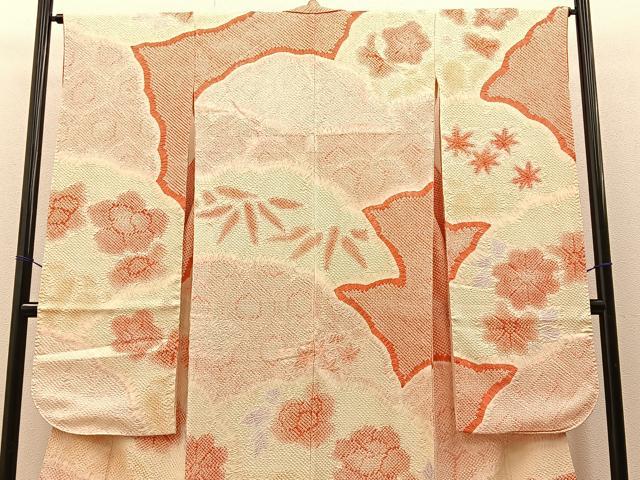 平和屋着物●豪華振袖 総絞り 有職花文 正絹 逸品 BAAW0973hj
