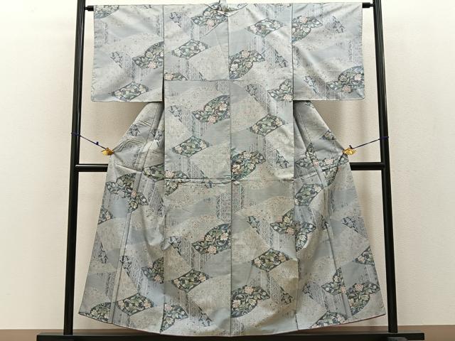 平和屋着物●大島紬 白大島 7マルキ 切嵌花唐草文 正絹 逸品 未使用 BAAW0974hj