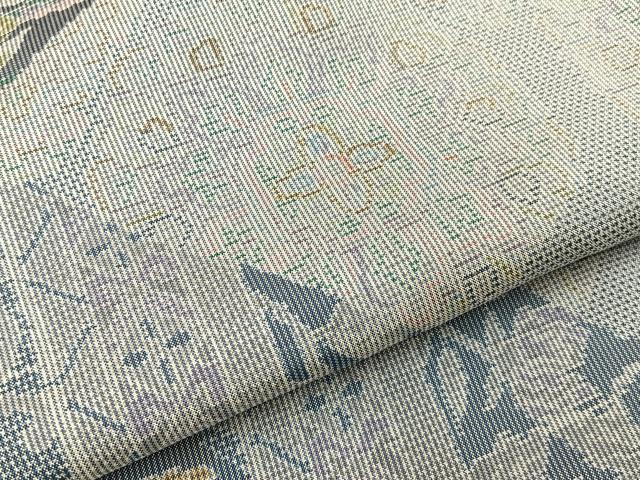 平和屋着物●大島紬 白大島 7マルキ 切嵌花唐草文 正絹 逸品 未使用 BAAW0974hj