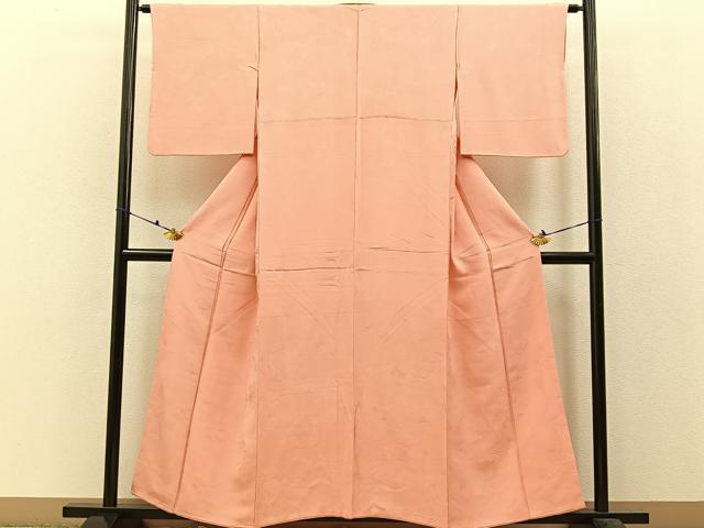 平和屋着物●上質な色無地 抽象地紋 赤香色 正絹 逸品 BAAW0977hj