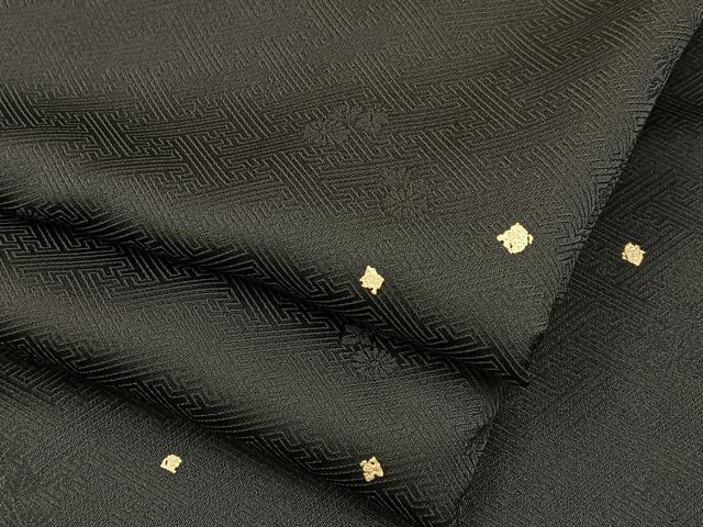 平和屋着物●上質な小紋 箔散らし 黒地 金彩 正絹 逸品 BAAW0979hj