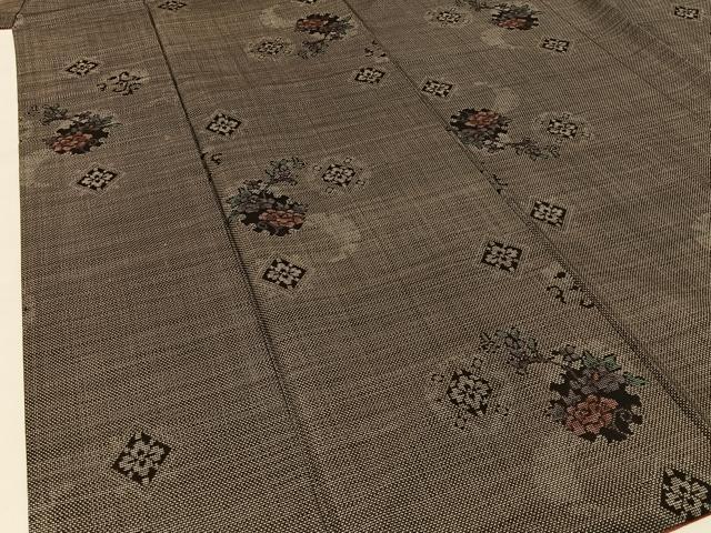平和屋着物●本場大島紬 9マルキ 草花文 正絹 逸品 BAAW0984hj
