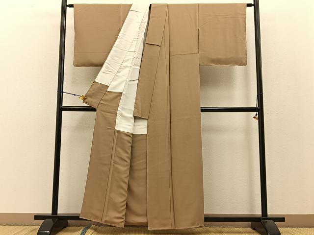 平和屋着物●上質な色無地 榛色 正絹 逸品 未使用 BAAW0992hj