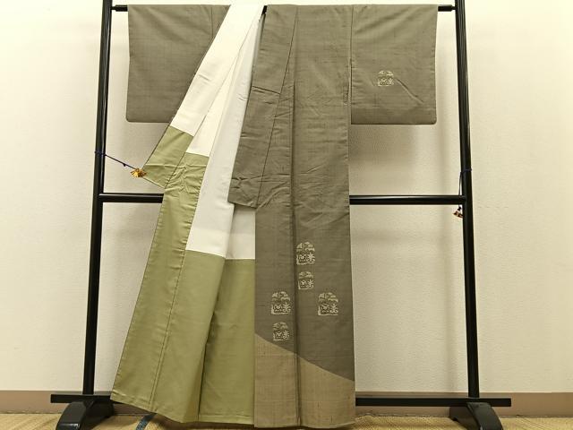 平和屋着物●訪問着 紬地 兎 正絹 逸品 BAAW0997hj