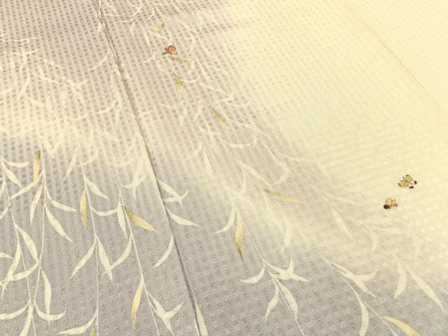 平和屋着物●訪問着 刺繍 枝垂れ柳舞蝶文 暈し染め 金糸 正絹 逸品 BAAW0998hj