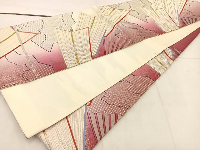 平和屋着物◎六通柄袋帯 矢羽文 金銀糸 正絹 逸品 BAAW1005mz