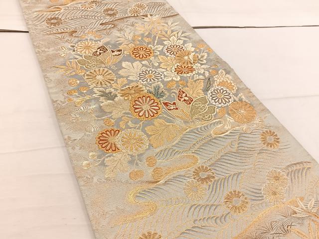平和屋着物◎六通柄袋帯 舞蝶花文 金銀糸 正絹 逸品 BAAW1019mz