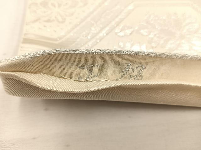 平和屋着物◎六通柄袋帯 蜀江花文 銀糸 正絹 逸品 BAAW1058mz