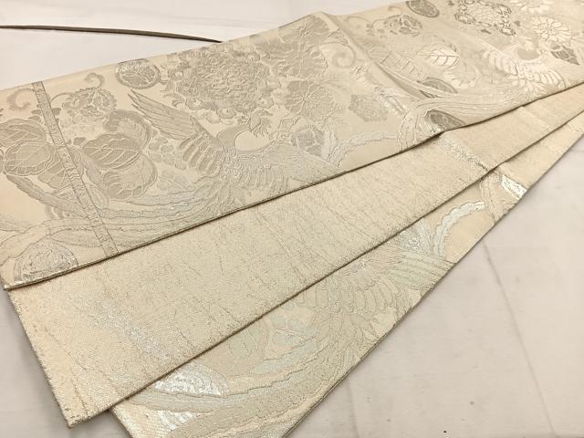 平和屋着物◎六通柄袋帯 九百佐賀錦 金繍巧彩文 銀糸 正絹 逸品 BAAW1065mz