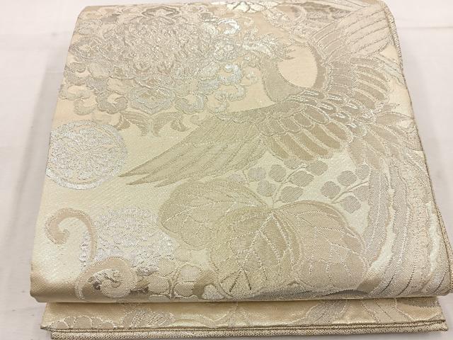 平和屋着物◎六通柄袋帯 九百佐賀錦 金繍巧彩文 銀糸 正絹 逸品 BAAW1065mz