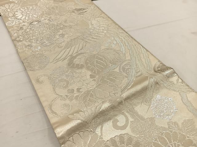 平和屋着物◎六通柄袋帯 九百佐賀錦 金繍巧彩文 銀糸 正絹 逸品 BAAW1065mz