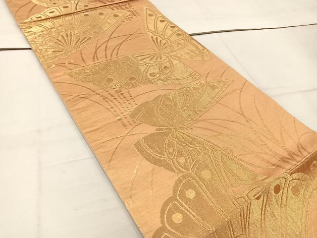 平和屋着物◎六通柄袋帯 舞蝶文 金糸 正絹 逸品 BAAW1076mz