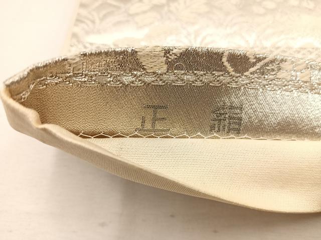 平和屋着物◎六通柄袋帯 地紙重ね花鳥文 プラチナ箔二重織 正絹 逸品 BAAW1090mz