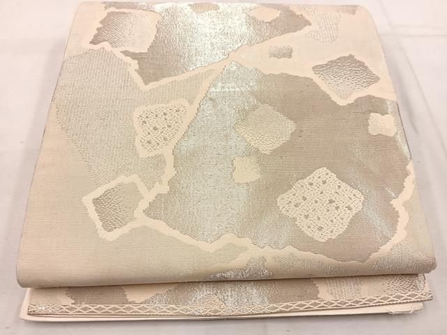 平和屋着物◎六通柄袋帯 色紙重ね紋 銀糸 正絹 逸品 BAAW1101mz
