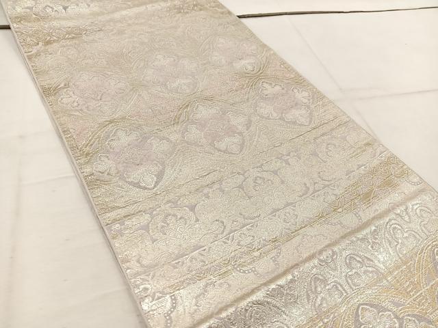 平和屋着物◎六通柄 本袋帯 草花文 金銀糸 正絹 逸品 BAAW1108mz