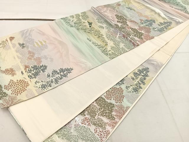 平和屋着物◎六通柄袋帯 京山水 プラチナ二重箔 正絹 逸品 BAAW1112mz