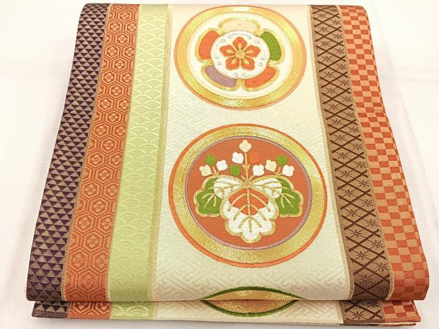 平和屋着物◎太鼓柄袋帯 桐 金銀糸 正絹 逸品 BAAW1131mz