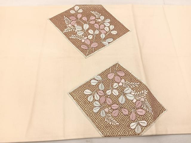 平和屋着物◎太鼓柄 京袋帯 駒刺繍 色紙重ね花文 銀糸 正絹 逸品 BAAW1138mz