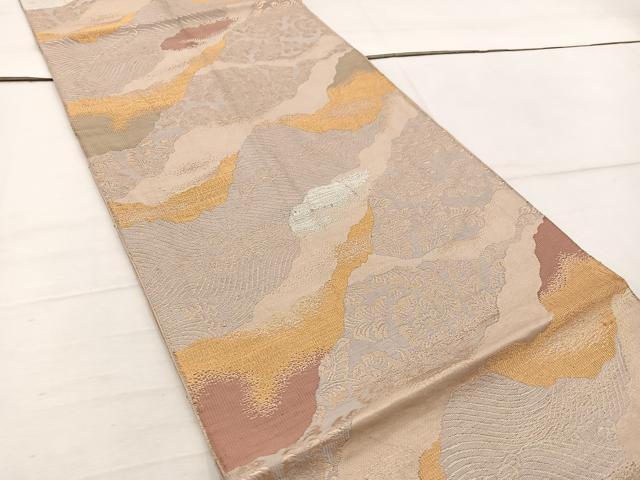 平和屋着物◎六通柄 京袋帯 本袋帯 流水花文 金糸 正絹 逸品 BAAW1154mz