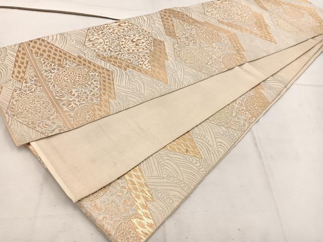 平和屋着物◎六通柄 本袋帯 松皮菱花文 金糸 正絹 逸品 BAAW1164mz