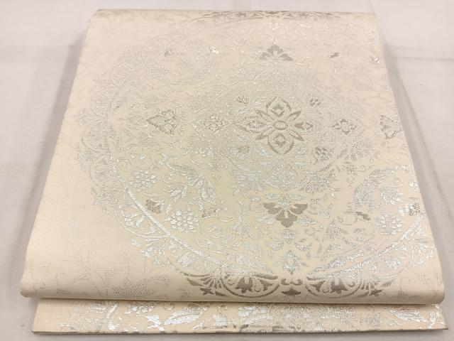 平和屋着物◎六通柄袋帯 手織錦 正倉院 純銀箔 正絹 逸品 BAAW1173mz