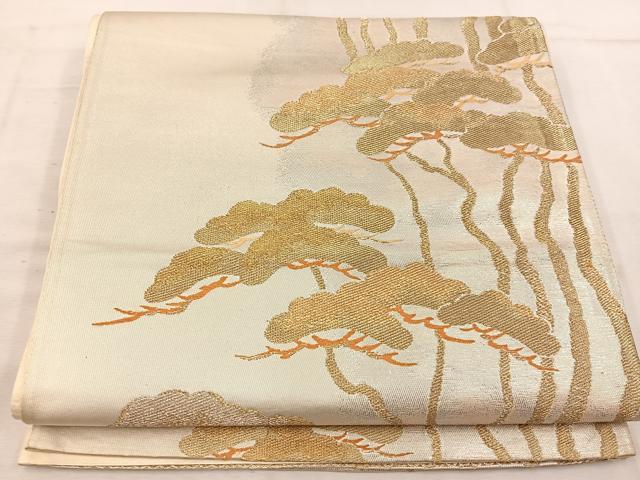 平和屋着物◎西陣 六通柄袋帯 松 金糸 正絹 逸品 BAAW1174mz