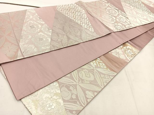 平和屋着物◎六通柄袋帯 宝尽くし花文 銀糸 正絹 逸品 BAAW1186mz