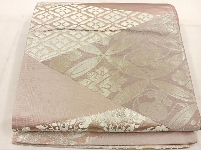 平和屋着物◎六通柄袋帯 宝尽くし花文 銀糸 正絹 逸品 BAAW1186mz