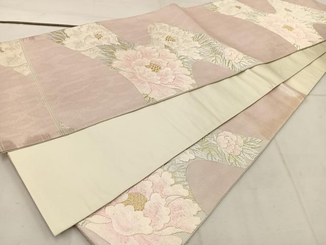平和屋着物◎六通柄袋帯 唐織 牡丹 金銀糸 正絹 逸品 BAAW1191mz