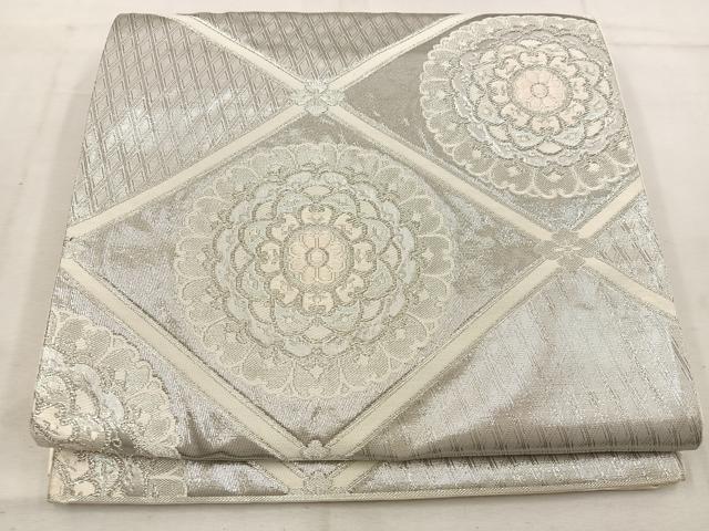 平和屋着物◎六通柄袋帯 唐織 宝相華 銀糸 正絹 逸品 BAAW1195mz