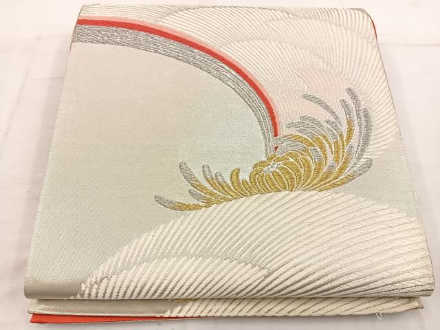 平和屋着物◎六通柄袋帯 唐織 流線菊花 金銀糸 正絹 逸品 BAAW1214mz