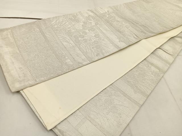 平和屋着物◎六通柄袋帯 佐賀つづれ織 菊花文 銀糸 正絹 逸品 BAAW1277mz