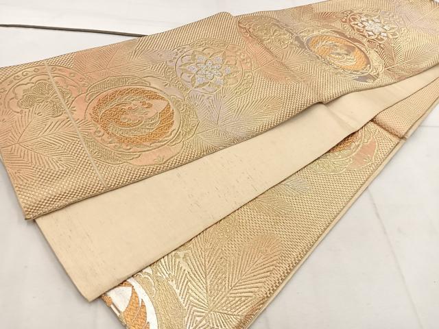 平和屋着物◎六通柄袋帯 鳳凰花丸文 金銀糸 正絹 逸品 BAAW1279mz