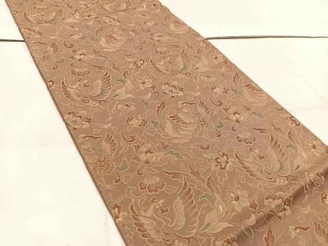 平和屋着物◎六通柄 京袋帯 鳳凰花唐草文 金糸 正絹 逸品 BAAW1318mz