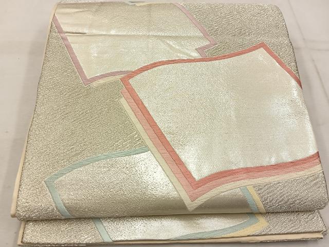 平和屋着物◎六通柄袋帯 唐織 色紙重ね 銀糸 正絹 逸品 BAAW1334mz