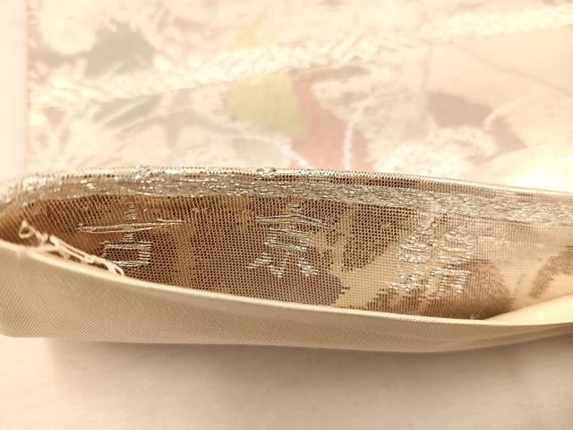 平和屋着物◎六通柄袋帯 飛鶴樹林文 古京錦 銀糸 正絹 逸品 BAAW1359mz