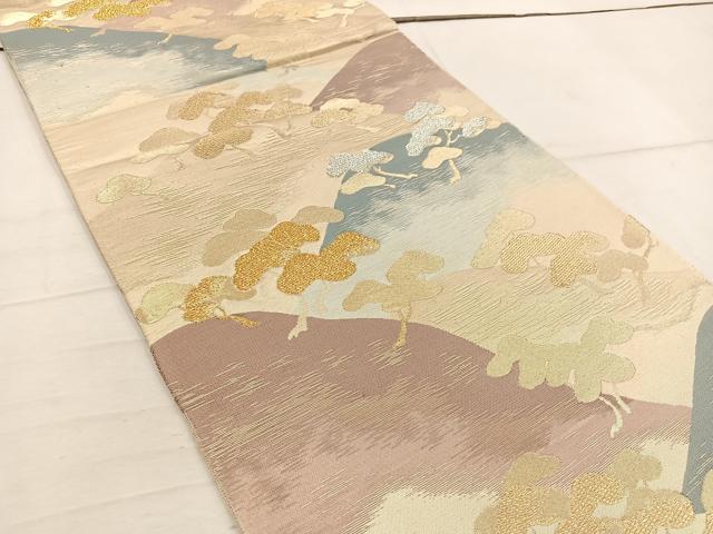 平和屋着物◎西陣 六通柄袋帯 遠山花文 金銀糸 正絹 逸品 BAAW1361mz