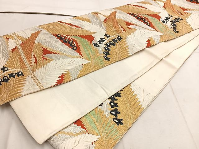 平和屋着物◎六通柄袋帯 草葉文 金糸 BAAW1362mz