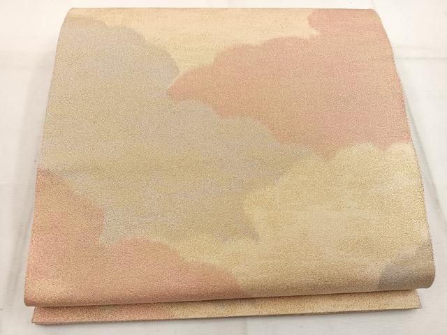 平和屋着物◎全通柄袋帯 砂子綴れ 雲重ね文 金糸 正絹 逸品 BAAW1388mz