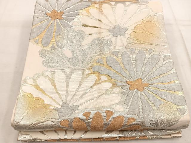 平和屋着物◎六通柄 京袋帯 菊 金銀糸 正絹 逸品 BAAW1390mz