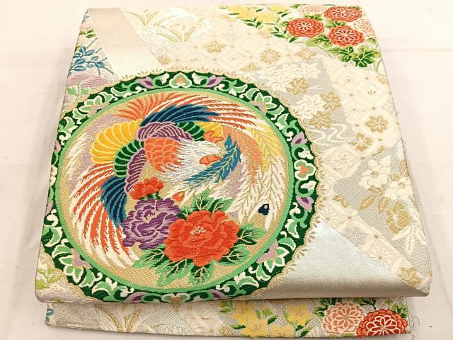 平和屋着物◎六通柄袋帯 唐織 鳳凰花丸文 金銀糸 正絹 逸品 BAAW1410mz