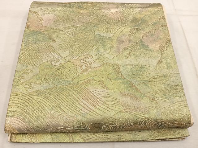 平和屋着物◎西陣 六通柄 京袋帯 立波文 金糸 引箔 正絹 逸品 BAAW1417mz
