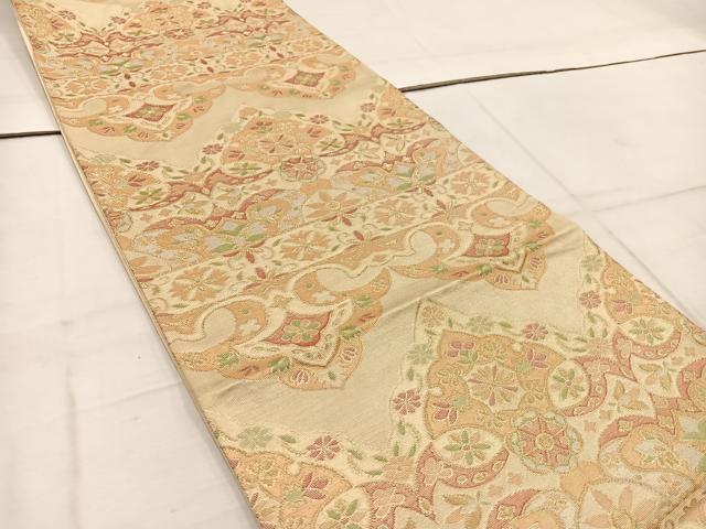 平和屋着物◎六通柄袋帯 草花文 金糸 正絹 逸品 BAAW1424mz