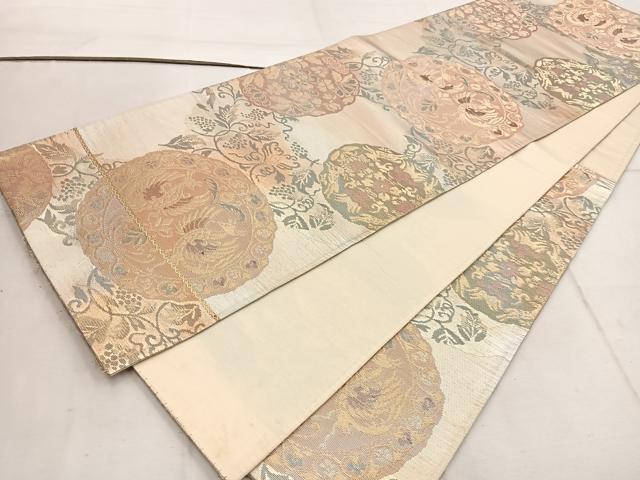 平和屋着物◎六通柄袋帯 鳳凰雪輪花文 金糸 正絹 逸品 BAAW1425mz