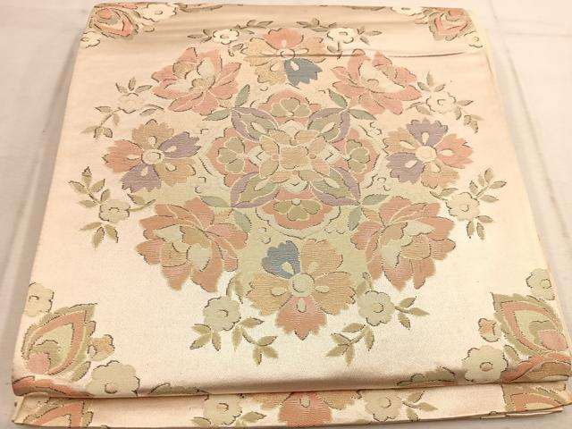 平和屋着物◎六通柄袋帯 宝相華 金糸 正絹 逸品 BAAW1442mz