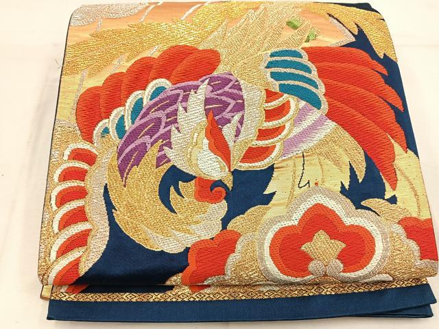 平和屋着物◎六通柄袋帯 唐織 鳳凰花文 金銀糸 正絹 逸品 BAAW1443mz