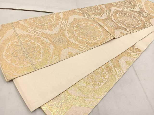 平和屋着物◎六通柄 本袋帯 蜀江花文 金銀糸 正絹 逸品 BAAW1447mz